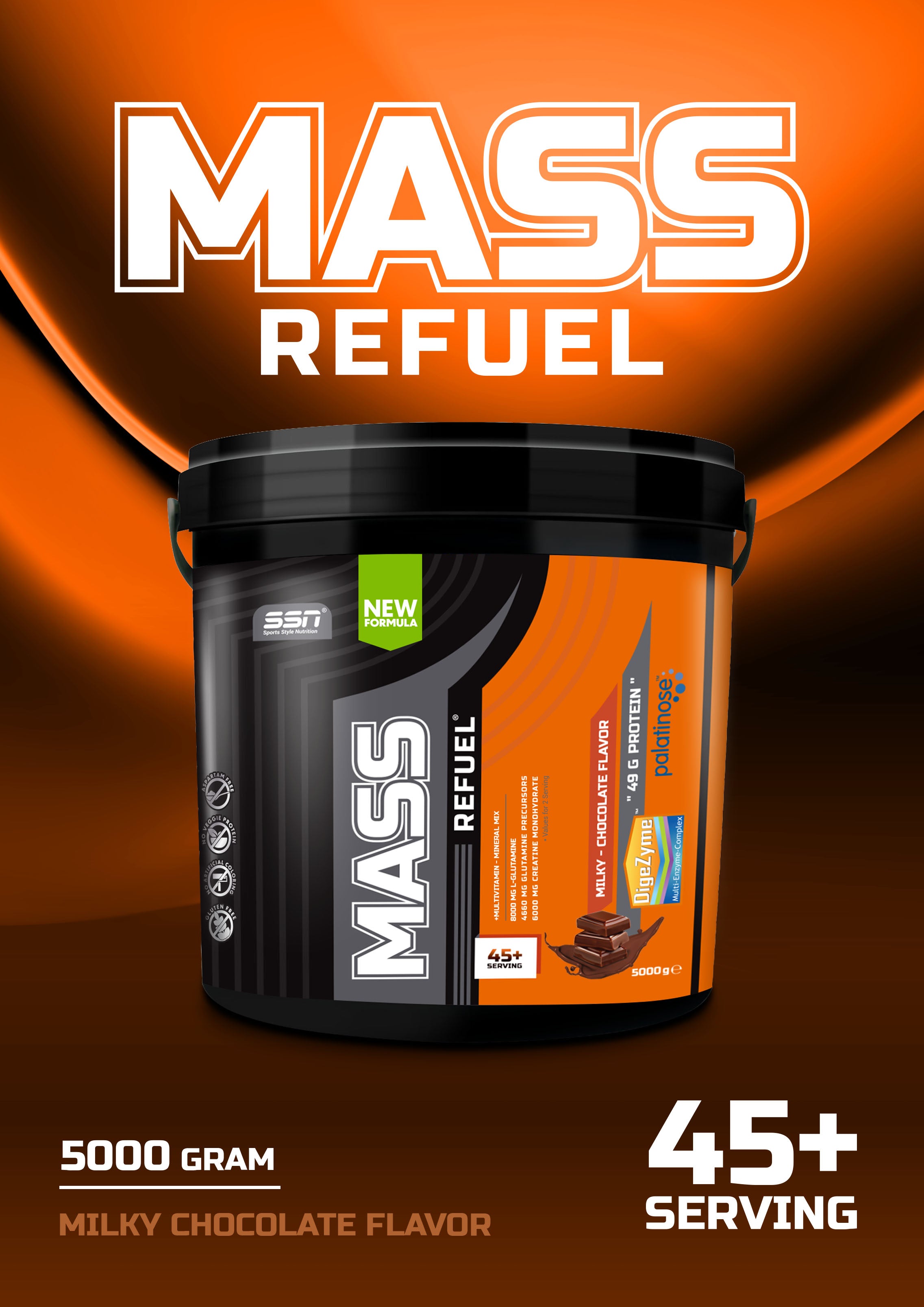 SSN Sports Style Nutrition Mass Refuel 5000 Gr (Çikolata) Karbonhidrat Kilo Aldırıcı