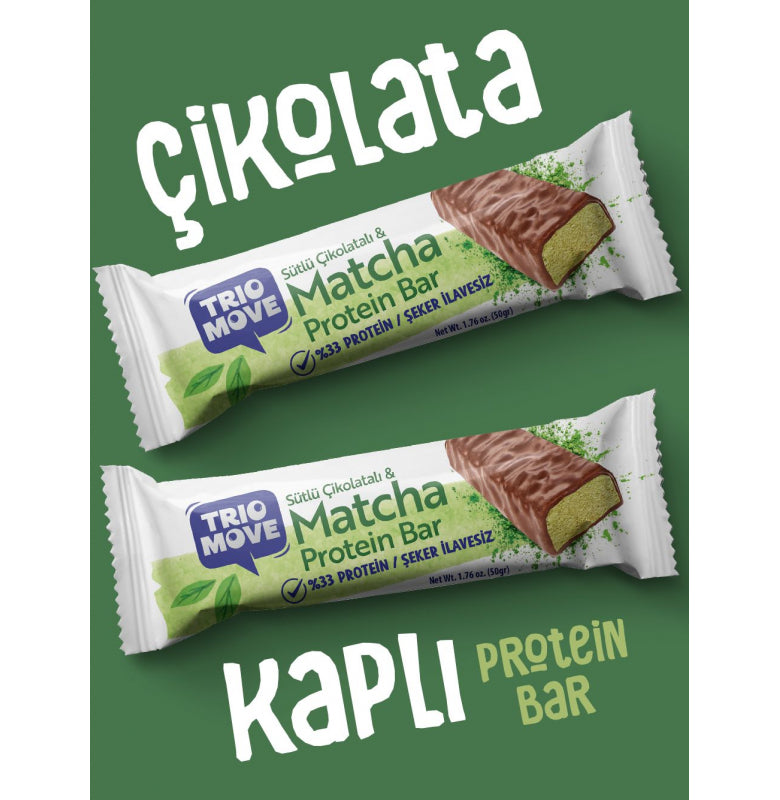 Trio Move %33 Protein Bar 9'lu Kutu - Matcha Aromalı