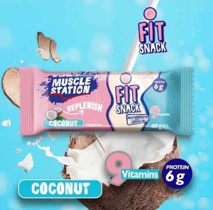 Musclestation Fitsnack Coconut - Vitamin İlaveli Protein Bar