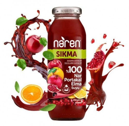 Naren Sıkma %100 Nar & Portakal ve Elma Suyu - 250ml