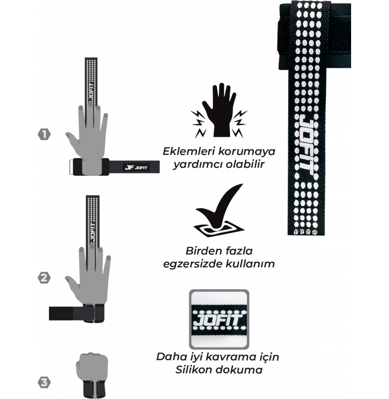 Jofit Pro Lifting Straps Ağırlık Kaldırma Kayışı Siyah Beyaz