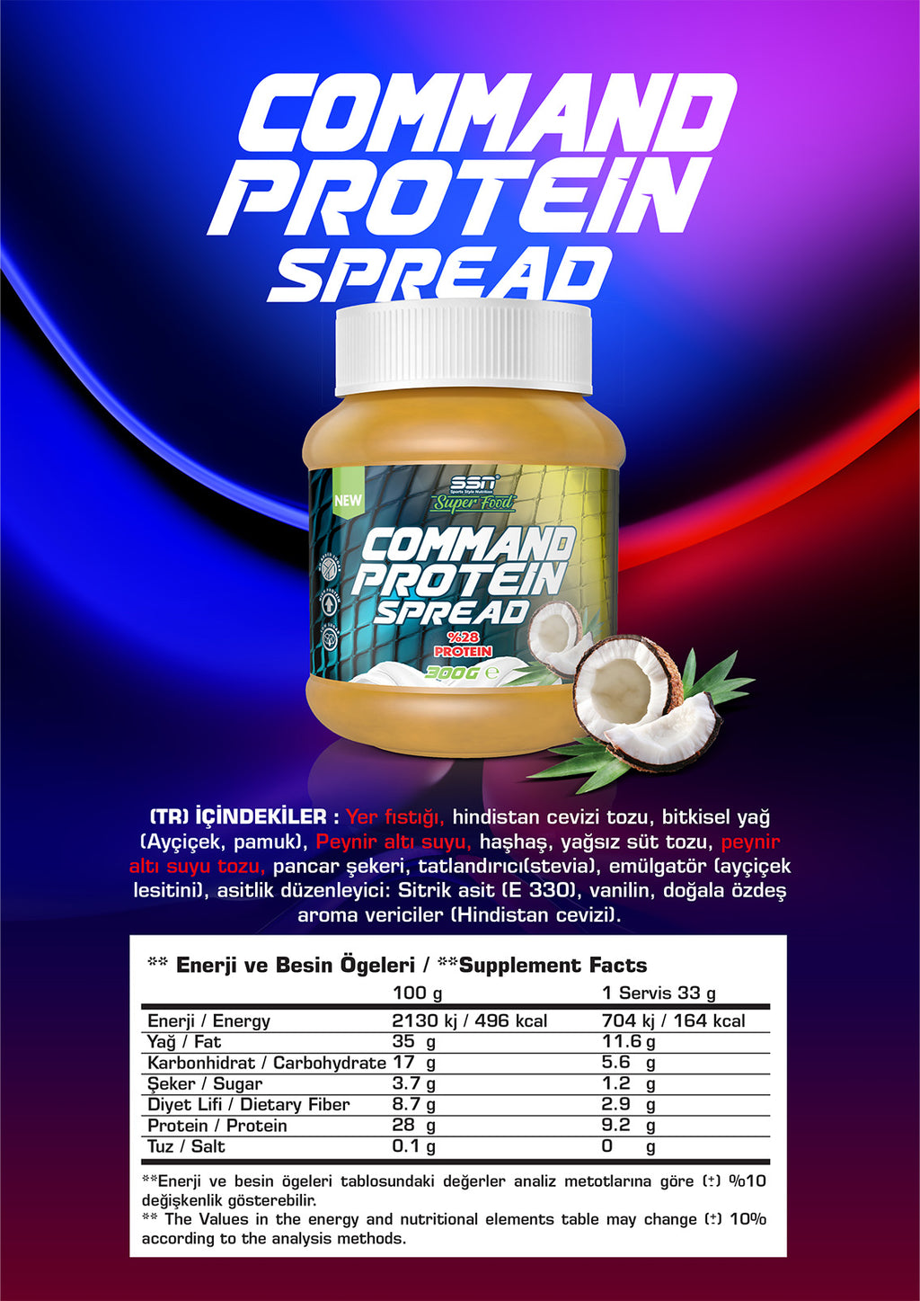 SSN SuperFood Yüksek Proteinli Spread 300g Hindistan Cevizi Ezmesi