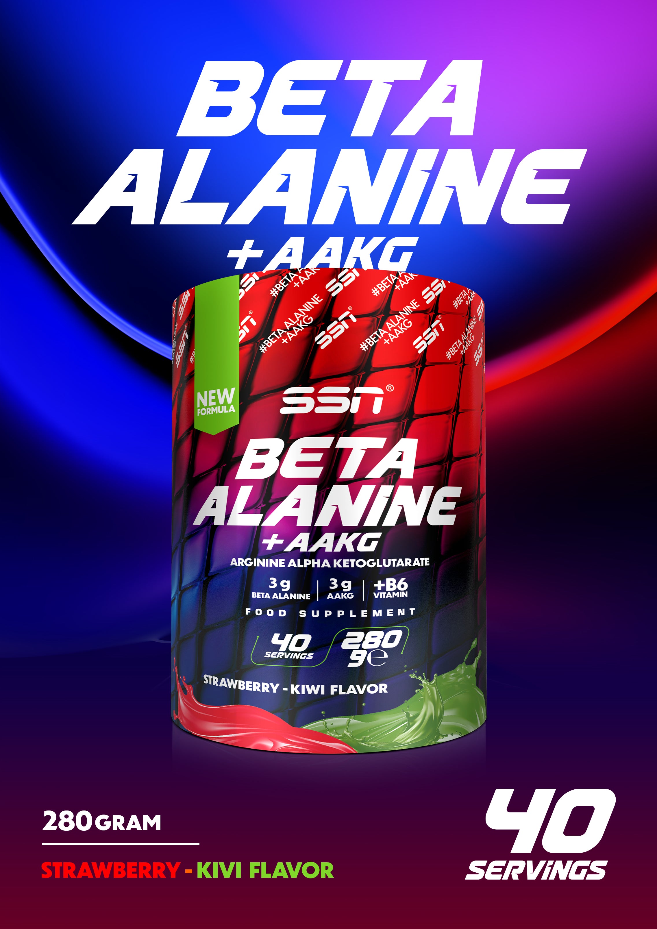 SSN BETA ALANIN REFUEL + AAKG Çilek- Kivi Aromalı Takviye Edici Gıda 280 gram