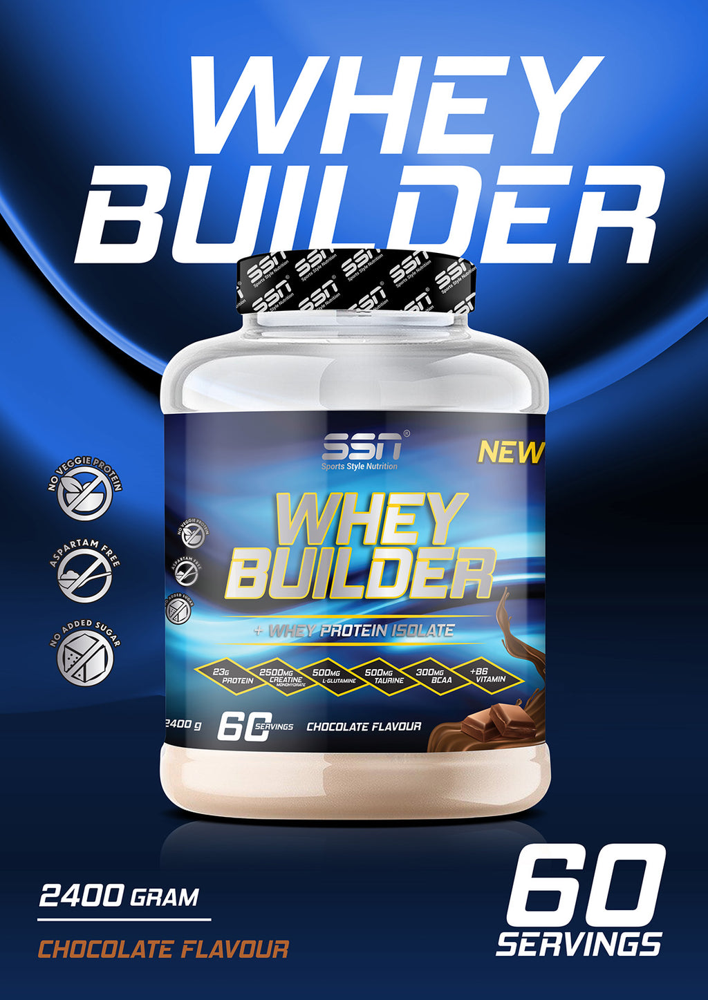 SSN Whey Builder 2400 Gr - Çikolata Aromalı Protein Tozu