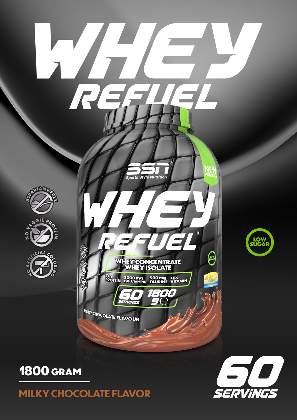 SSN Whey Refuel 1800g - Çikolata Aromalı Protein Tozu