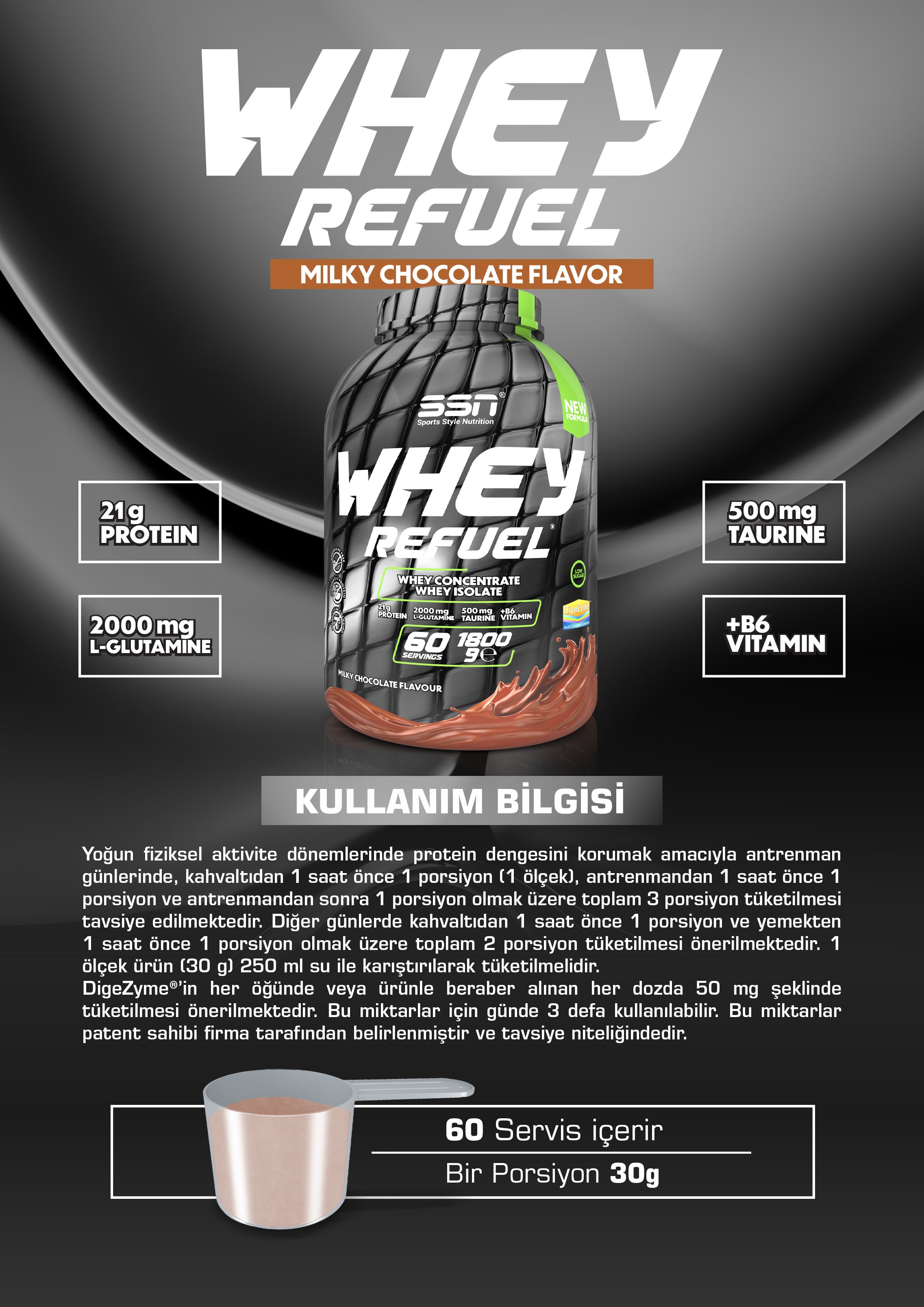 SSN Sports Style Nutrition Whey Refuel 1800 Gr (Çikolata) Protein Tozu