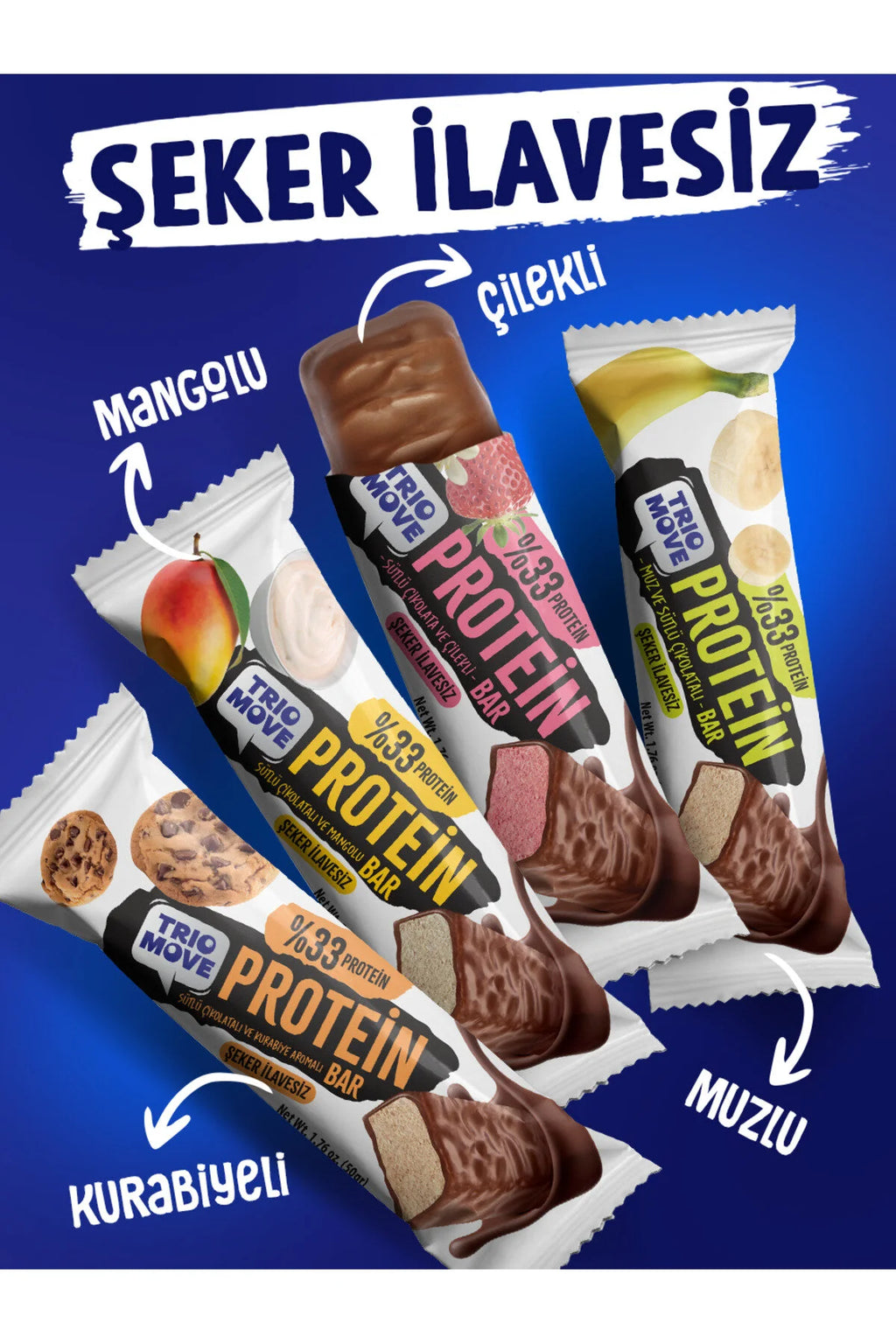 Trio Move %33 Protein Bar Muz 50g - Yüksek Protein (Tekli)