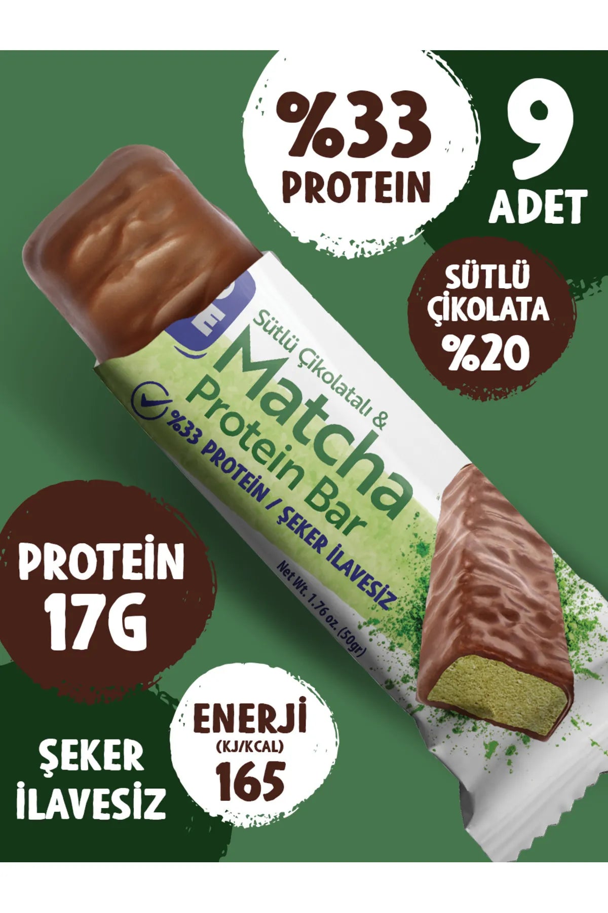 Trio Move %33 Protein Bar 9'lu Kutu - Matcha Aromalı Ürün ikincil görseli