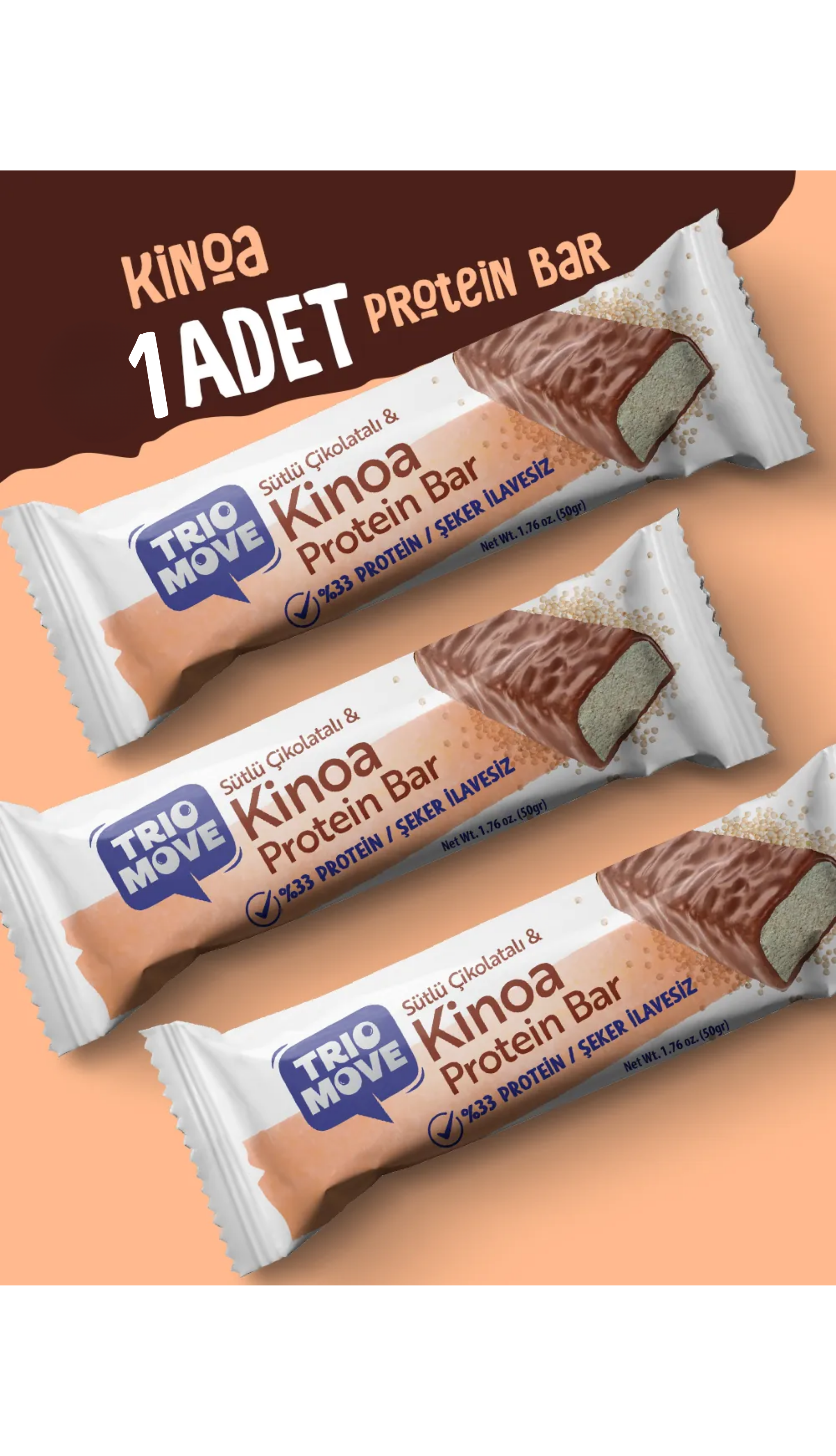 Trio Move %33 Fit Protein Bar Kinoa 50g (Tekli)