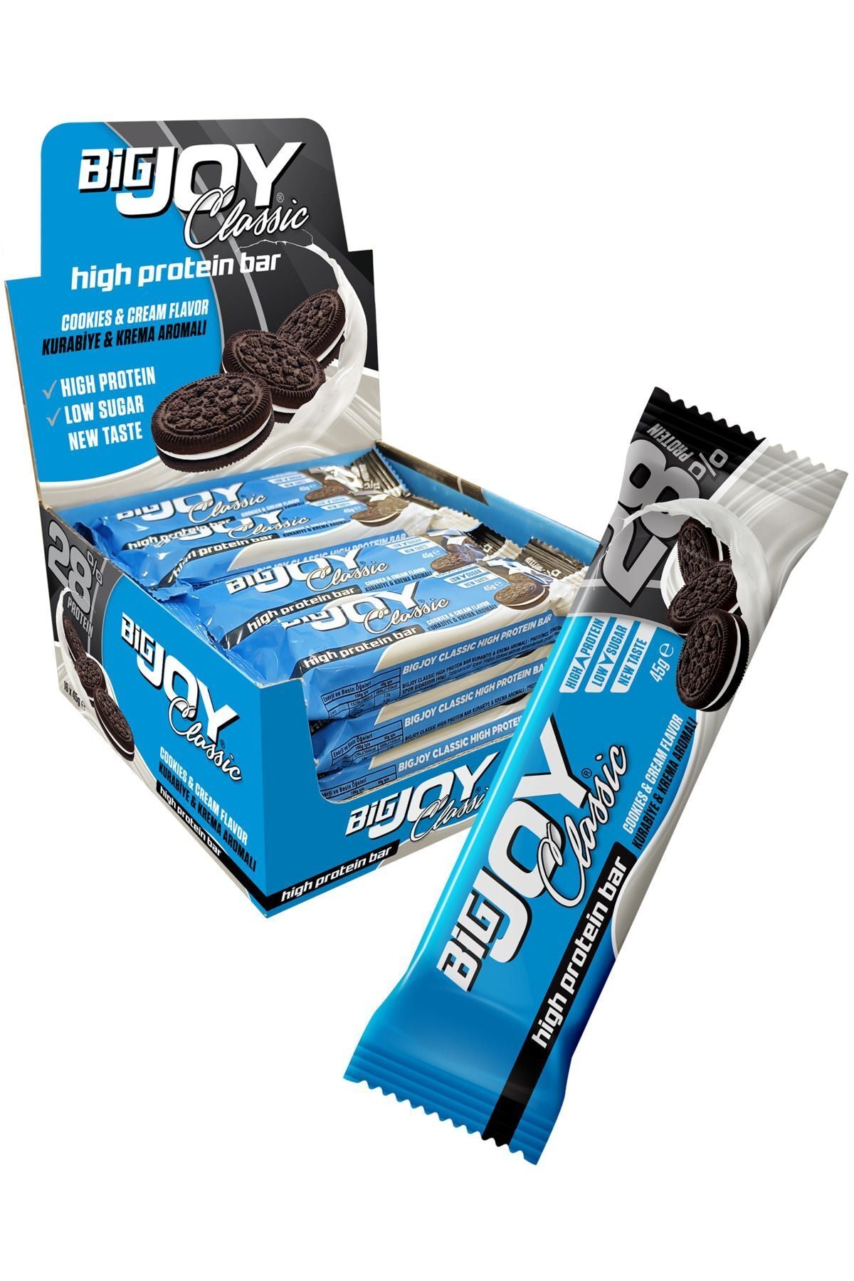 Bigjoy Classic High Protein Bar Cookies and Cream - (45g x 16 Adet) Ürün ana görseli