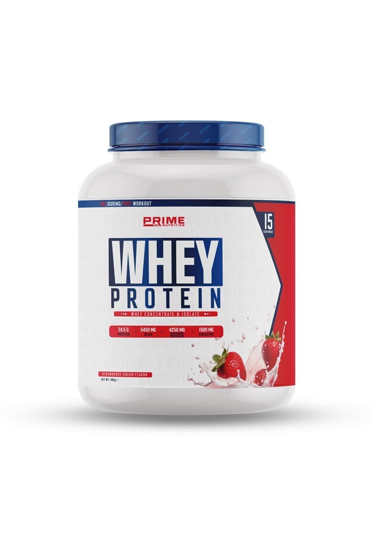 Prime Nutrition Whey Protein Powder with Strawberry Cream 495g Main image