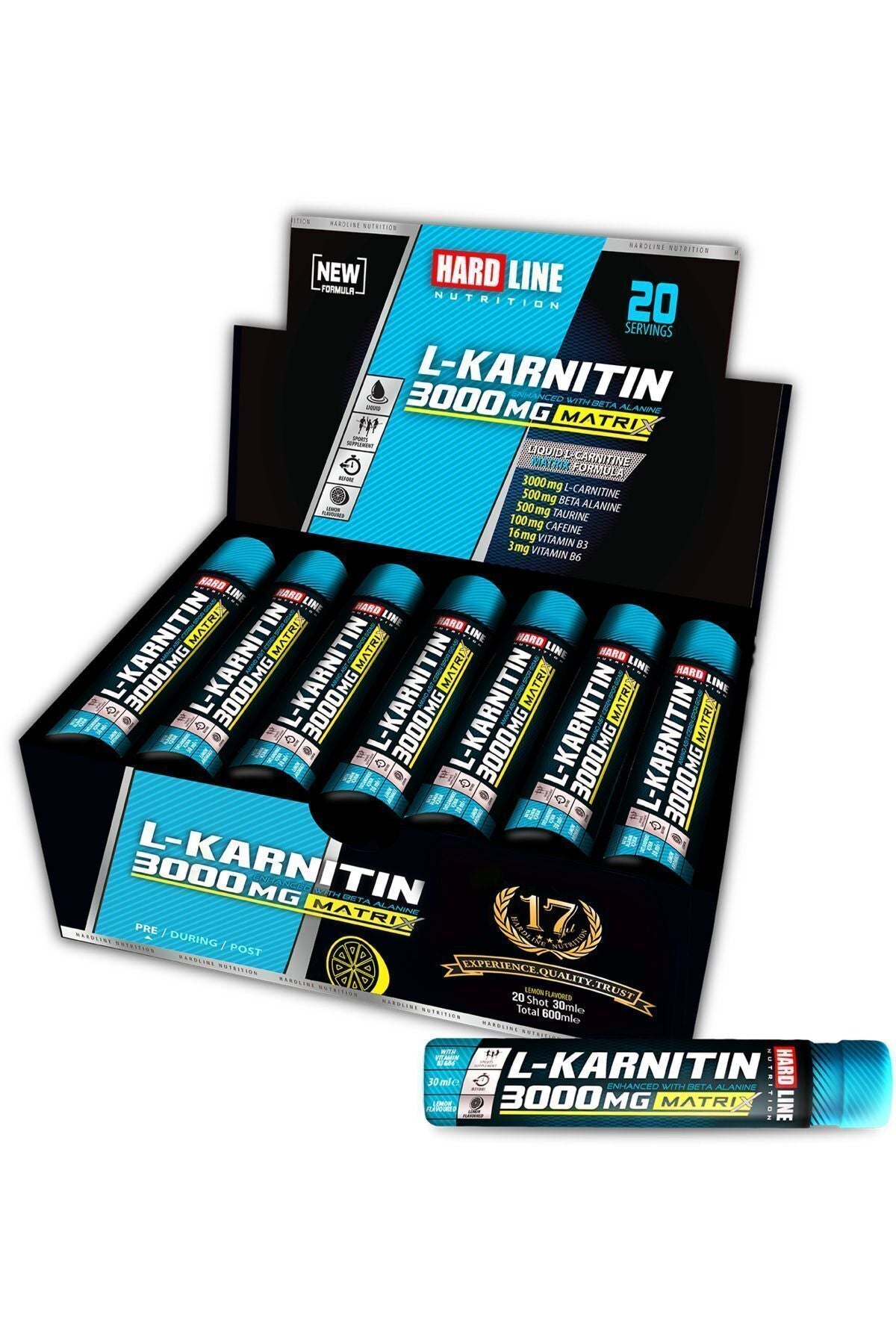 Hardline L-Carnitin Matrix Liquid Shot Zitrone (Packung mit 20 Stück)