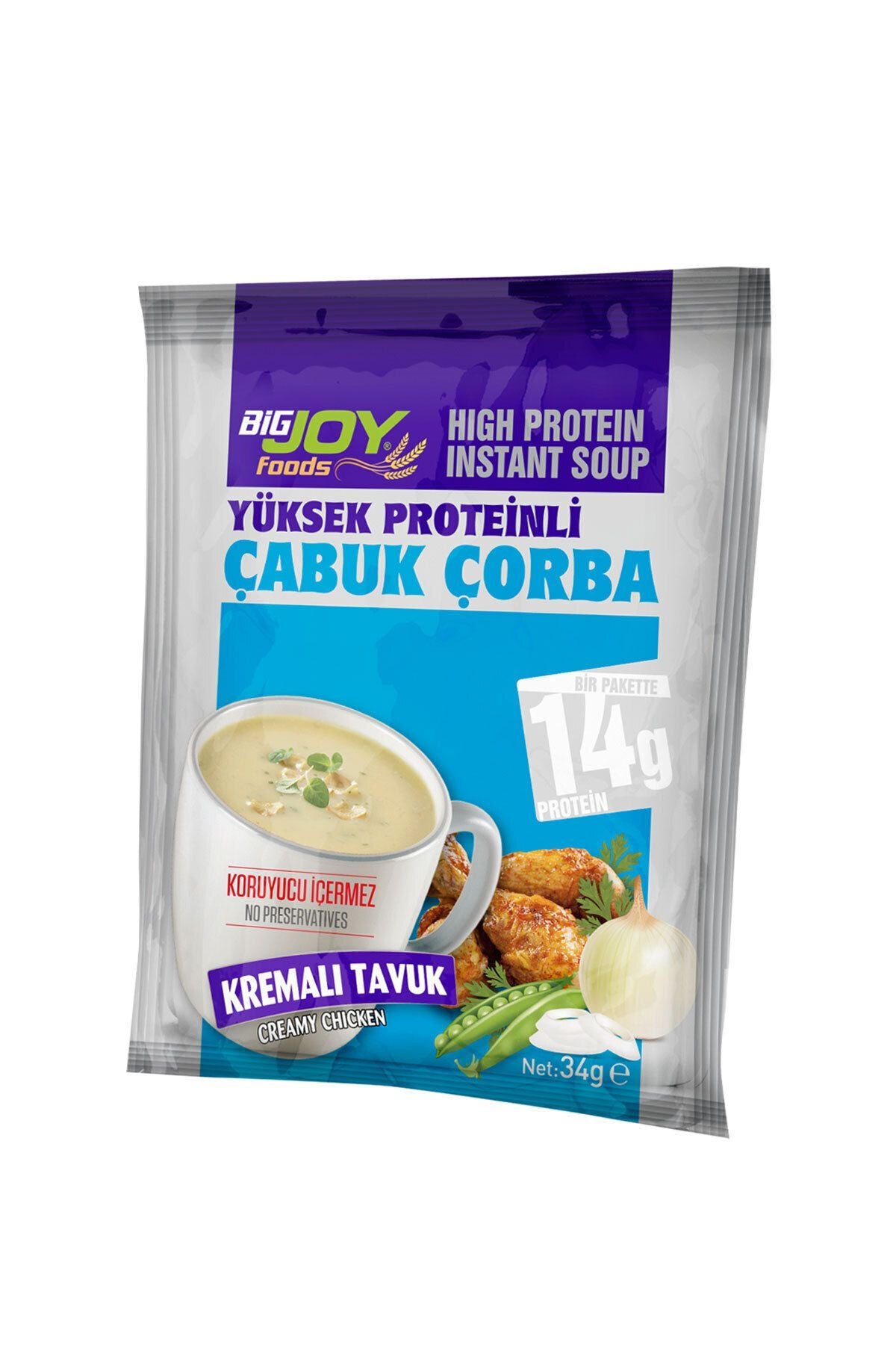 Bigjoy Foods Proteinreiche, cremige Hühnersuppe, 34 g, Instant (Einzelportion) Hauptbild