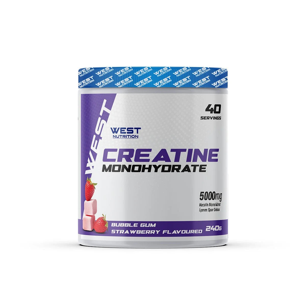 West Creatine Monohydrate 240g Bubble Gum Çilek Aromalı Kreatin Ürün ana görseli