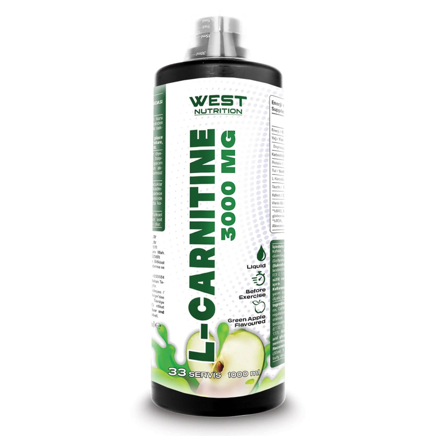 West L-Carnitine Yeşil Elma Aromalı Likit L-Karnitin 1000ml Ürün ana görseli