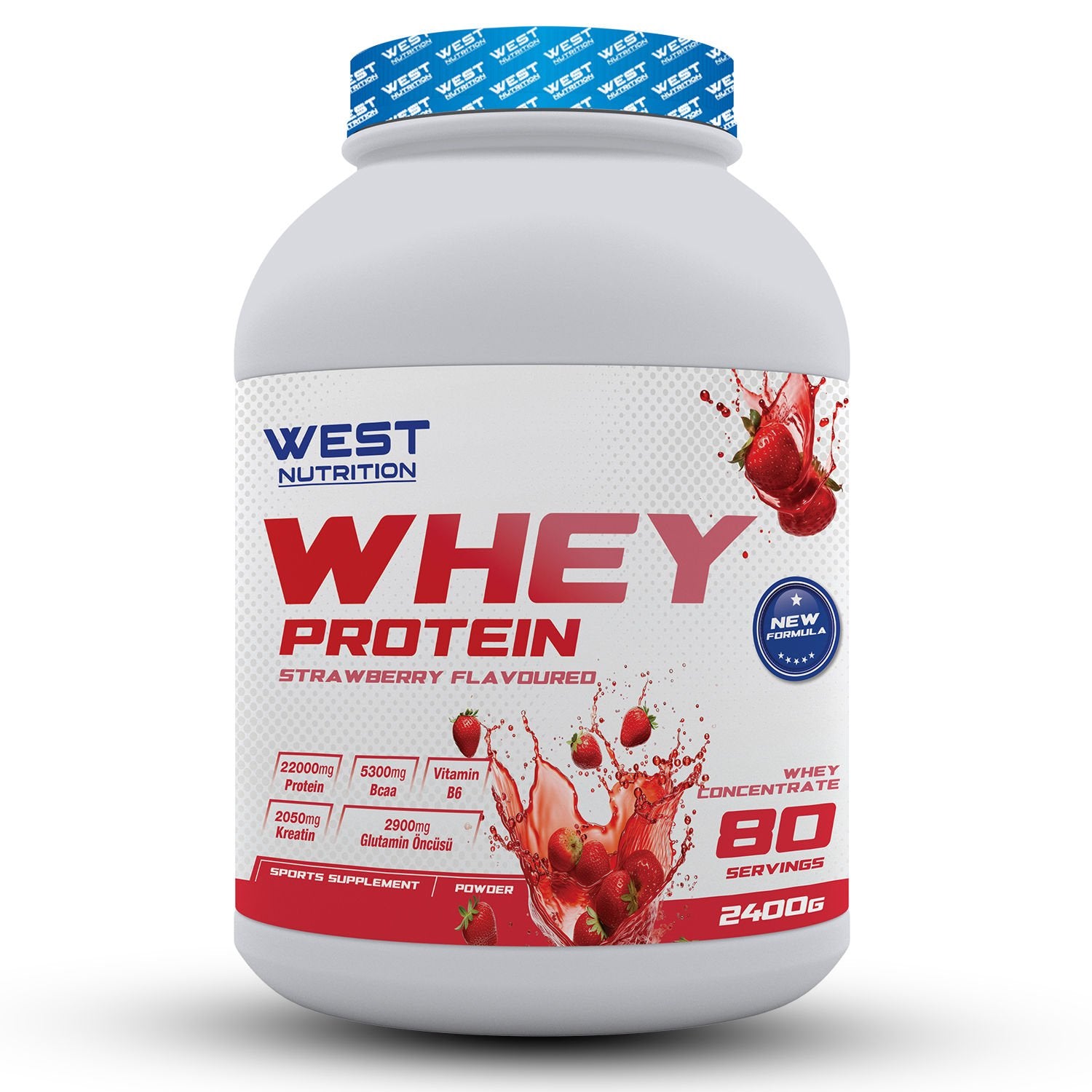 West Whey Protein Tozu 2400g - Çilek Aromalı Ürün ana görseli