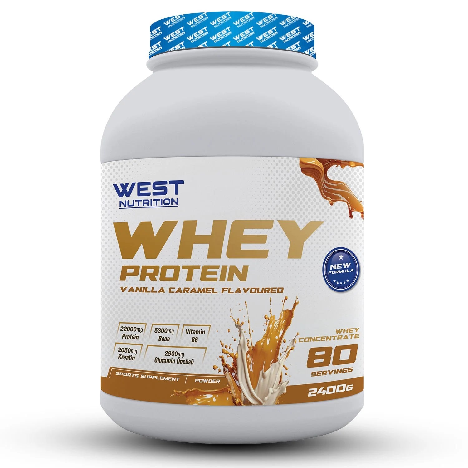 West Whey Protein Tozu 2400g - Vanilya ve Karamel Aromalı